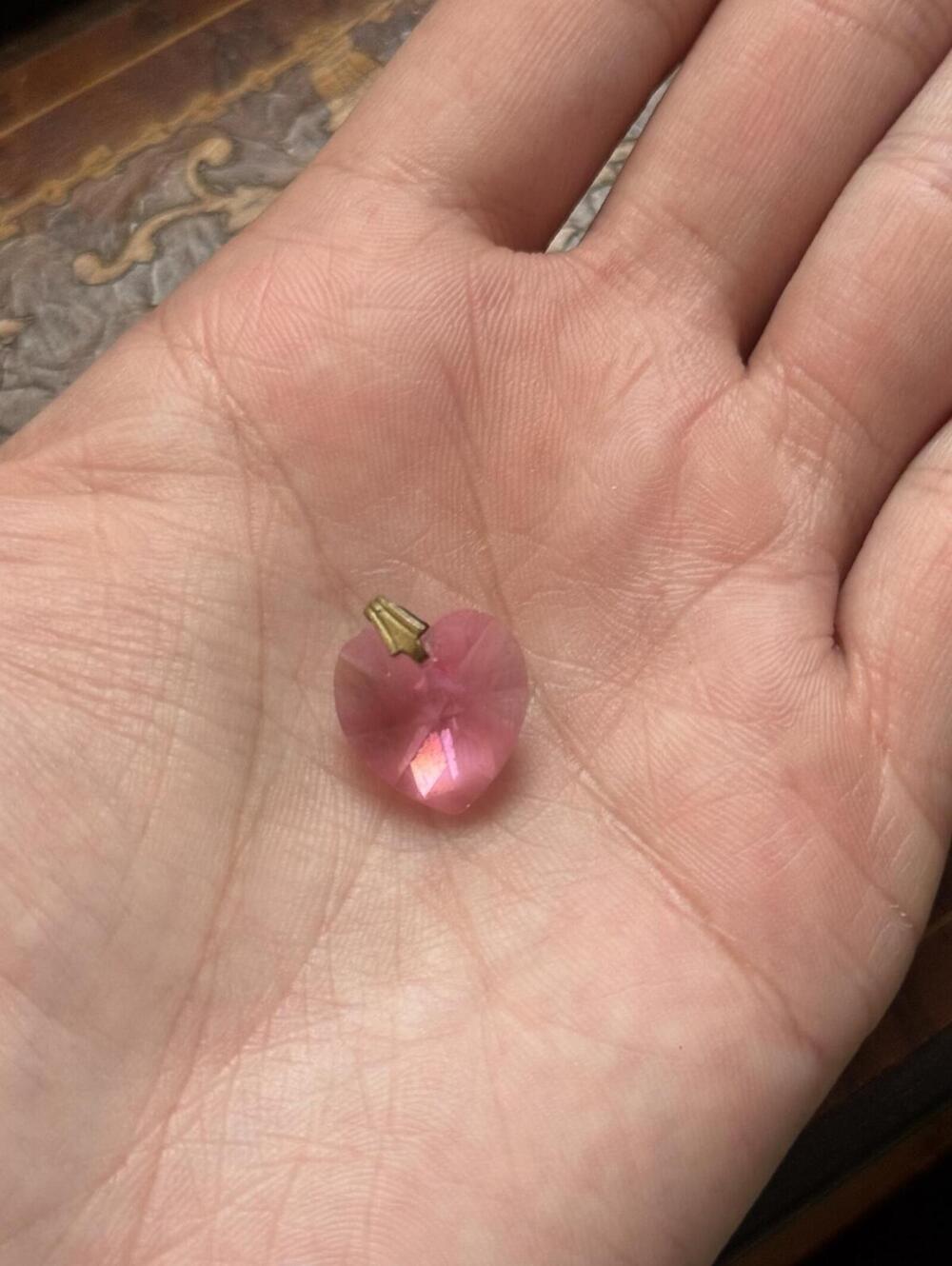 Vintage Pink Glass Heart Pendant